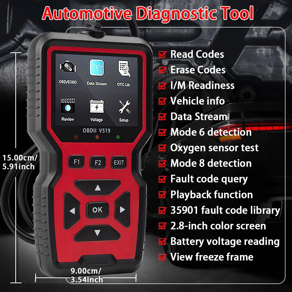 OBD2 Automotive Fault Code Reader, Engine Fault Diagnosis Scanner, USB-Powered, Real-time Data, Clear Code, I/M Ready, Compatible with All Vehicles from 1996 Onwards
