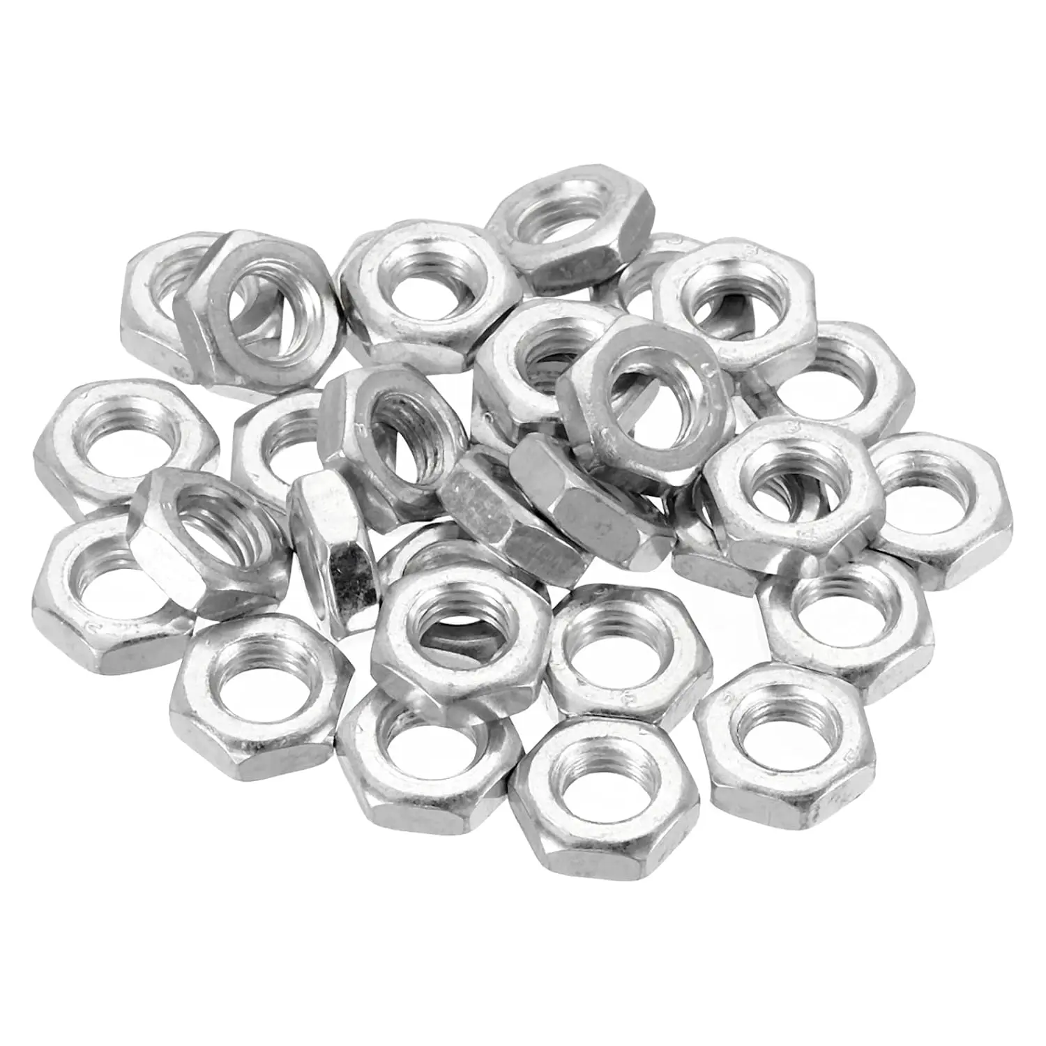 M7 x 1.0 Steel Hex Nuts, 30 Pack Metric Thread Zinc Plated Finished Hardware Nuts Screw Bolt Fasteners 4mm Height