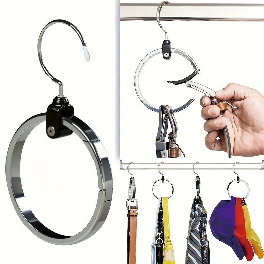 360 Rotating Multipurpose Hanger Organizer, Hat Rack Baseball Cap Holder Belt Tie Scarf Purse Storage Ring Hanger, Space Saving Rotatable Wardrobe Hanger to Reduce Closet Clutter for Bedroom Closet Organization