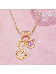 Cross-border bestseller Dopamine 26 English Letters Heart-Shaped Sparkling Necklace for Girls, Light Luxury High-End Pinyin Jewelry