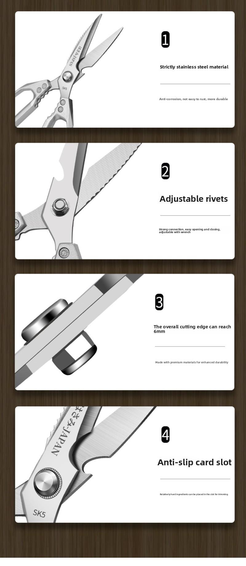 Stainless Steel Multi-Functional High Hardness Kitchen Scissors