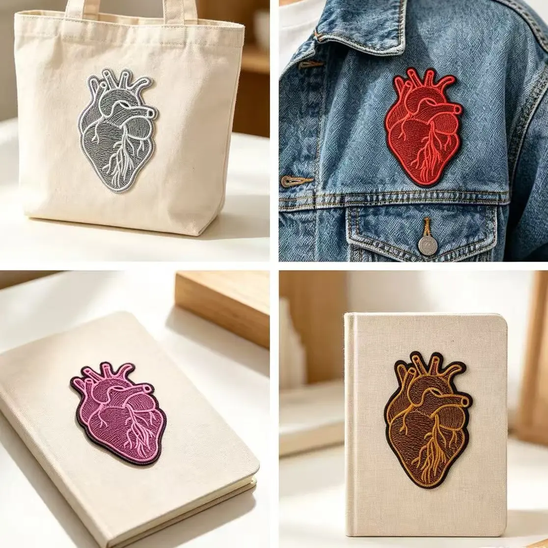 2pcs Heart Pattern Iron-On Fabric Patches, DIY Embroidery Patch Stickers, Sewable Iron-On Love Stickers, for Clothes, Jackets, Hats, Backpacks, Jeans, Decorative Badges