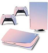 Console Skin for PS5 Slim, Vinyl Decal Cover Wrap for Digital Edition Controller (Pink)