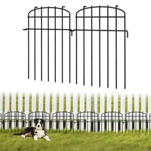 25 in Full Rustproof Decorative Garden Fence - 25 Interlocking No-Dig Metal Panels, Landscape Edging, Backyard Decorative Landscaping Barrier for Flower Beds, Lawns, Puppy Rabbit Protection