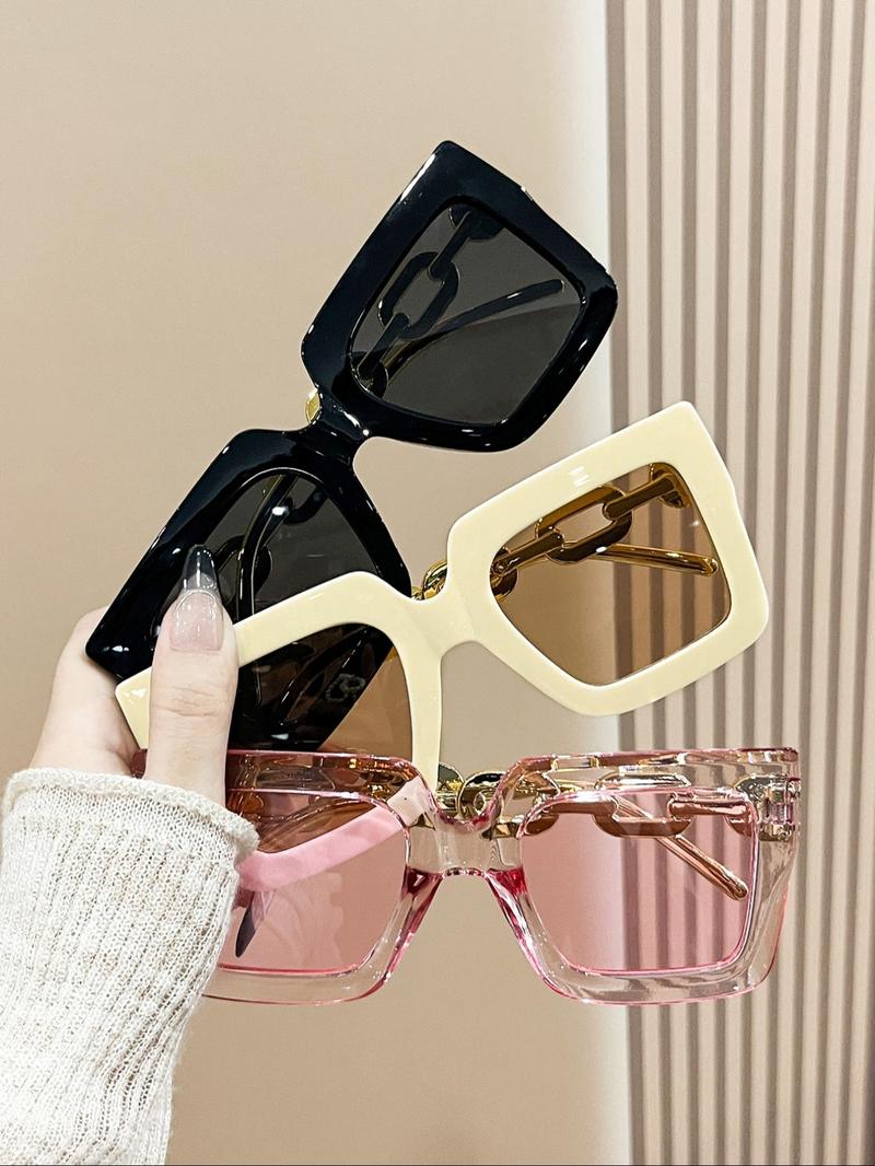 Unisex Simple Style Square Frame Tinted Lens Sunglasses, Trendy Casual Sunglasses for Everyday Use, Fashion Accessories for Outdoor Activities