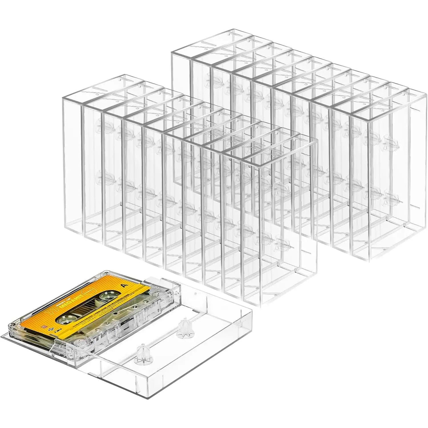 25-Pack Clear Plastic Audio Cassette Tape Storage Cases, Practical Cassette Tape Storage Solution Size 4.28"L x 2.75"W x 0.6"H