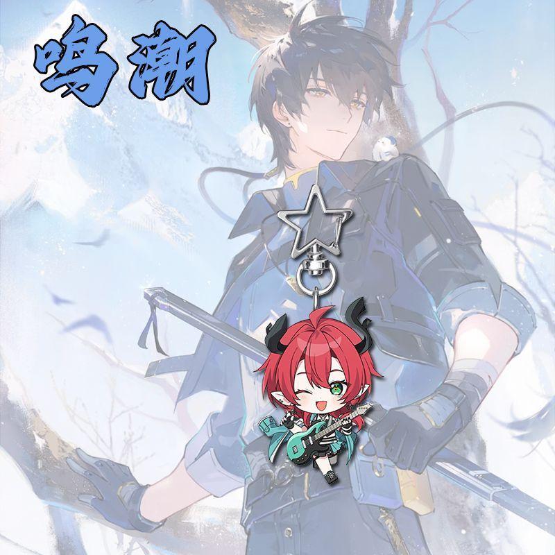 Anime Ciaccona Carlotta Wuthering Waves Q-version Star KeyChain Key Chain Pendant Kawaii Figure Acrylic Keyring Birthday Gifts
