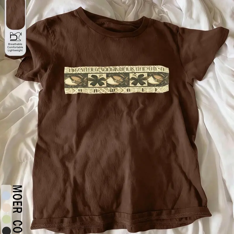 Women's Stylish Slim-Fit Short Sleeve T-Shirt Print, Graphic Tees, Casual Summer Wear, Comfortable Cotton Fabric, Perfect for Daily Wear