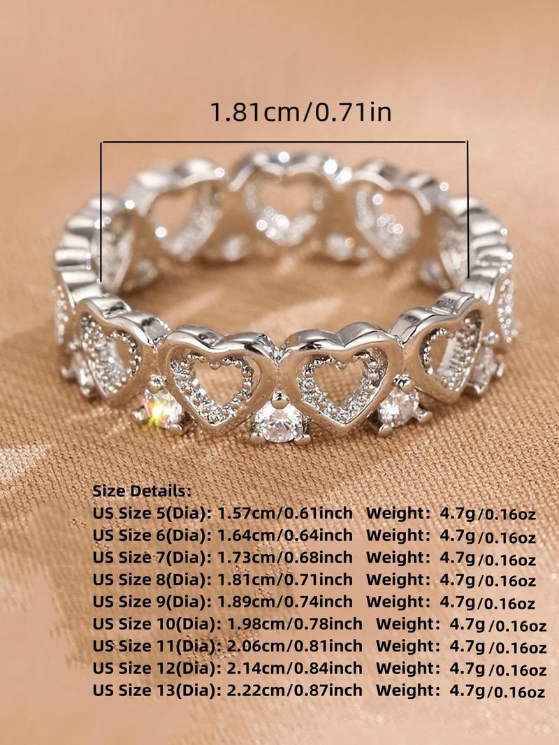 1 Piece Fashion Heart Shaped Engagement Ring, Elegant Copper Jewelry for Women, Girl's Temperament All-match Accessory, Gifts for Wife, Heart Design Ring