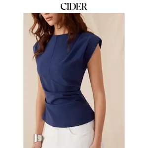 Cider Jersey Boat Neck Ruched Crop Top SummerWins Dealsforyou