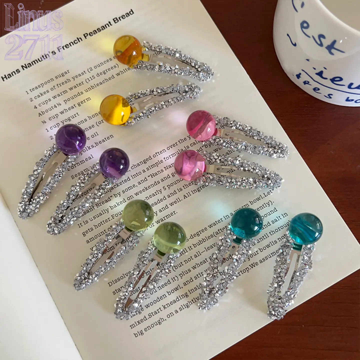 6pcs Sparkly Rhinestone BB Hair Clips Colorful Transparent Bead Snap Barrettes Bling Crystal Side Bangs Hair Pins Sweet Girls Daily Fashion Hair Accessories