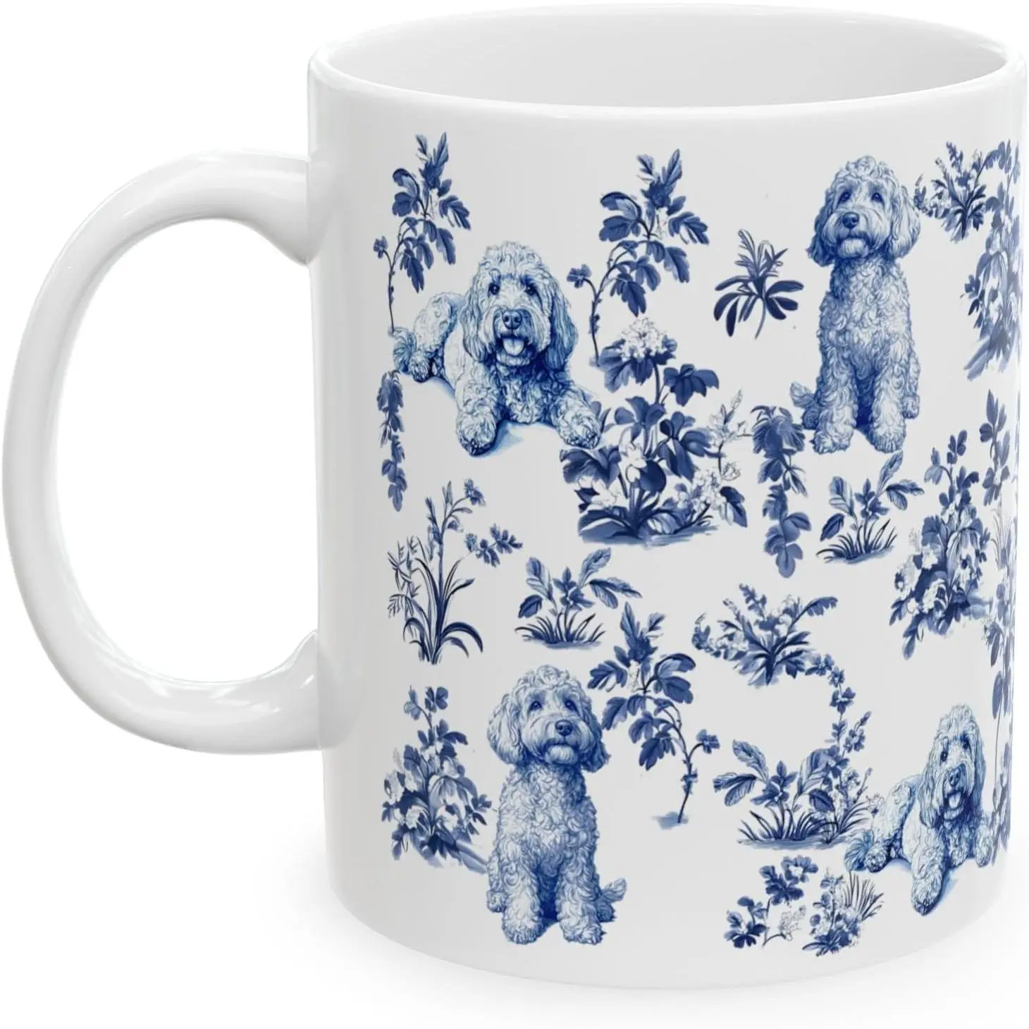 Goldendoodle   Toile De Jouy Coffee Mug - Inspired By Toile De Jouy Coffee Mug -  Lover Gifts - Gifts For Women-  Lovers   Day- Birthday- Holiday 11oz