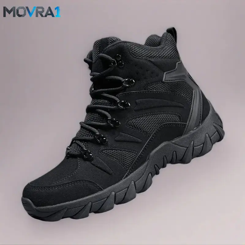 MOVRA1 Men's All Seasons Hiking Boots - Top Sporty Design with Ankle Support, Lightweight Resistant Rubber Soles, Secure Zip, Standard Sizes for Male Outdoor Hikes & Urban Wear