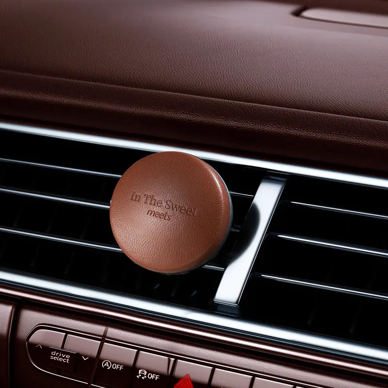 Elegant Sheepskin Leather Clip-On Car Air Freshener - Office Cutting Supplies Companion Accessory