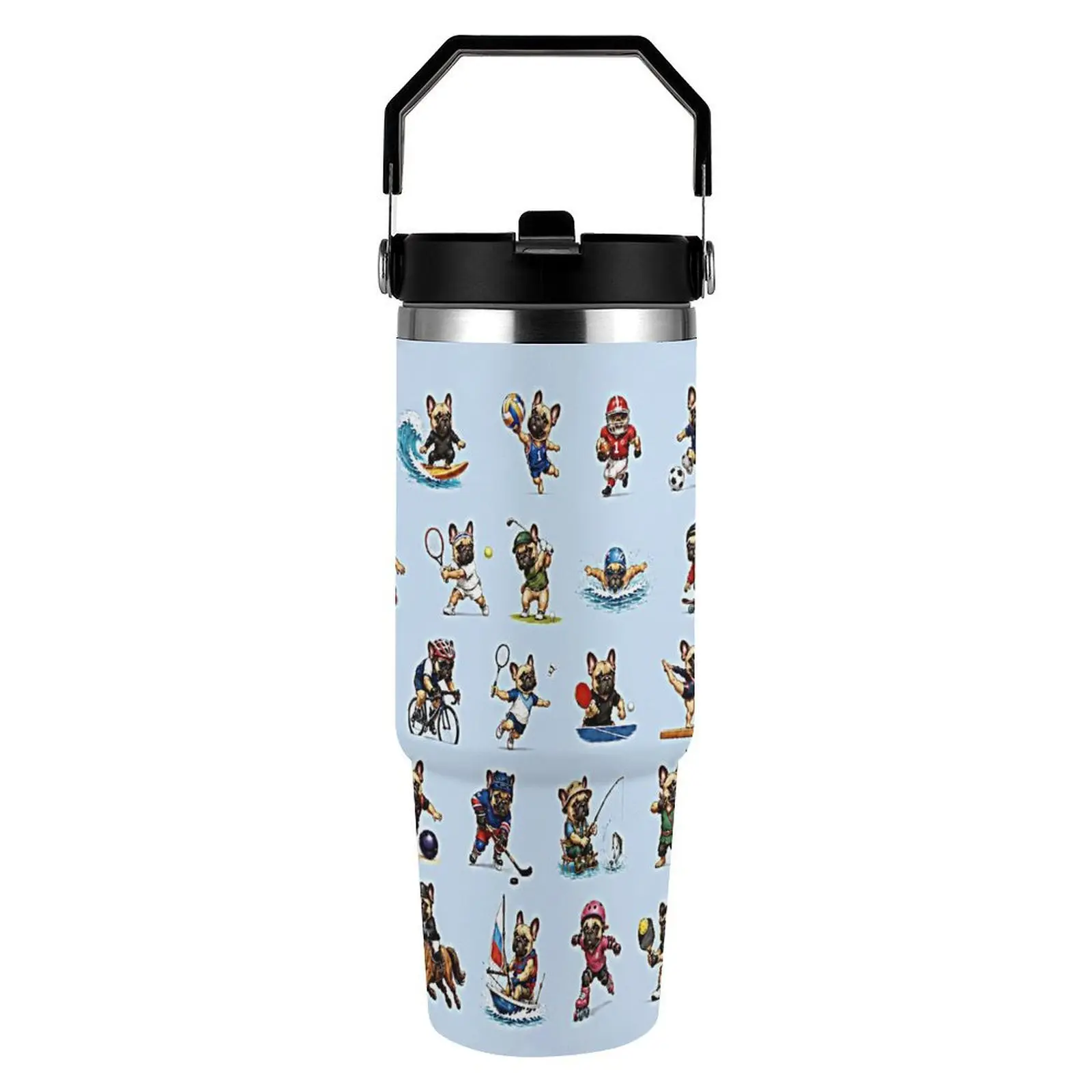 French Bulldog 30oz Handle Car Tumbler