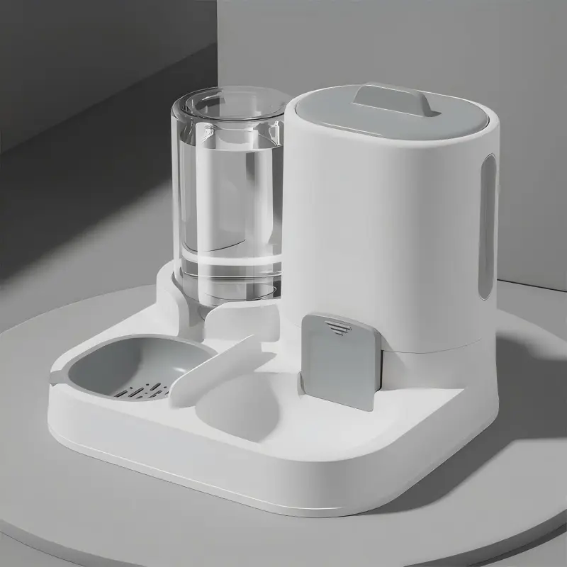 Automatic cat feeder and water dispenser set, 2-in-1 gravity food bowl station, suitable for small and medium-sized cats, dogs, puppies, cats, rabbits, automatic feeding supplies