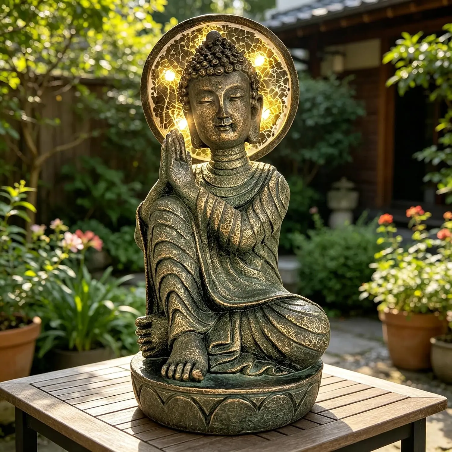 11.5in,buddha statue outdoor,solar buddha,buddha statue,zen garden decor | outdoor buddha statues for garden,zen garden decor outdoor,garden buddha statue outdoor,buddha decor,zen garden decor outdoor