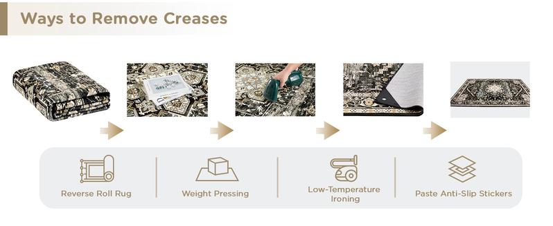 8x10 Washable Area Faux Cashmere Rug for Living Room, Non-Slip Soft Boho Vintage Medallion Carpet, Low Pile Distressed Rugs for Bedroom, Dining Room, Home Offi