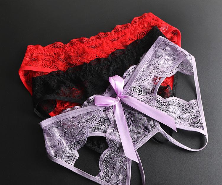 Sexy Women's Seamless Transparent Lace Low Waist Plus Size Crotchless Hollow Out Easy Wear Triangle Panties Womenswear Bridal