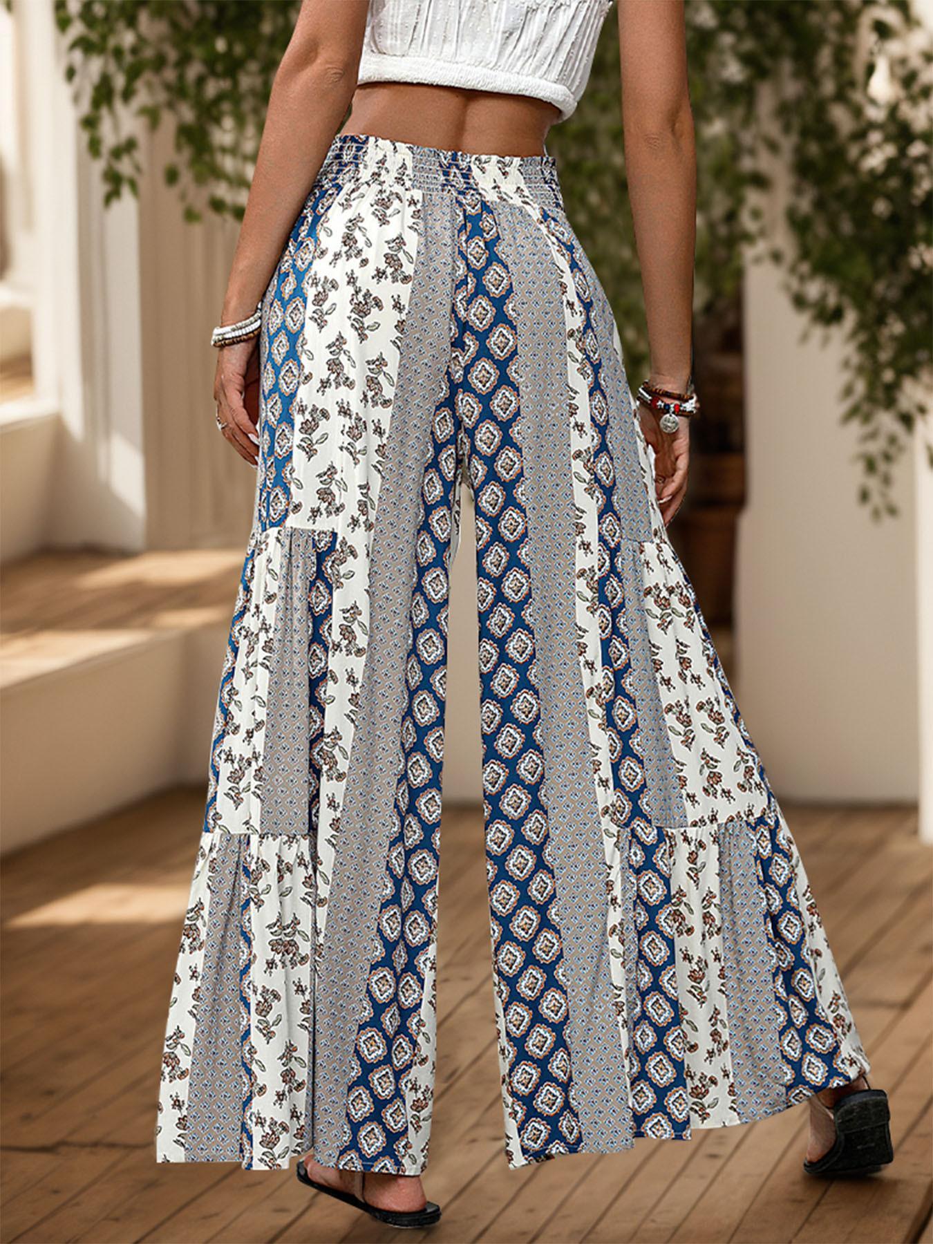 Women's All Over Print Pants, Boho Casual Comfy Trousers for Beach Vacation Holiday, Ladies Bottoms for Summer, Casual Bohemian Trousers