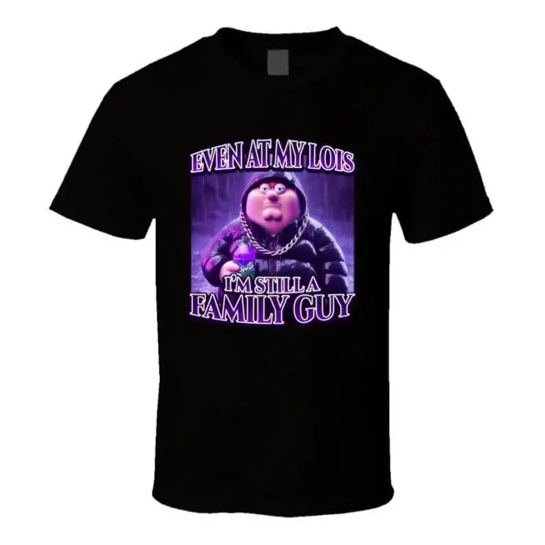 Men's Cotton Round Neck Short-Sleeve Sports Top - Family Guy Peter Griffin "Even At My Lowest I'm Still A Family Guy" Sippin Lean Meme Shirts Funny Tiktok Gift, Shortsleeve, Menswear