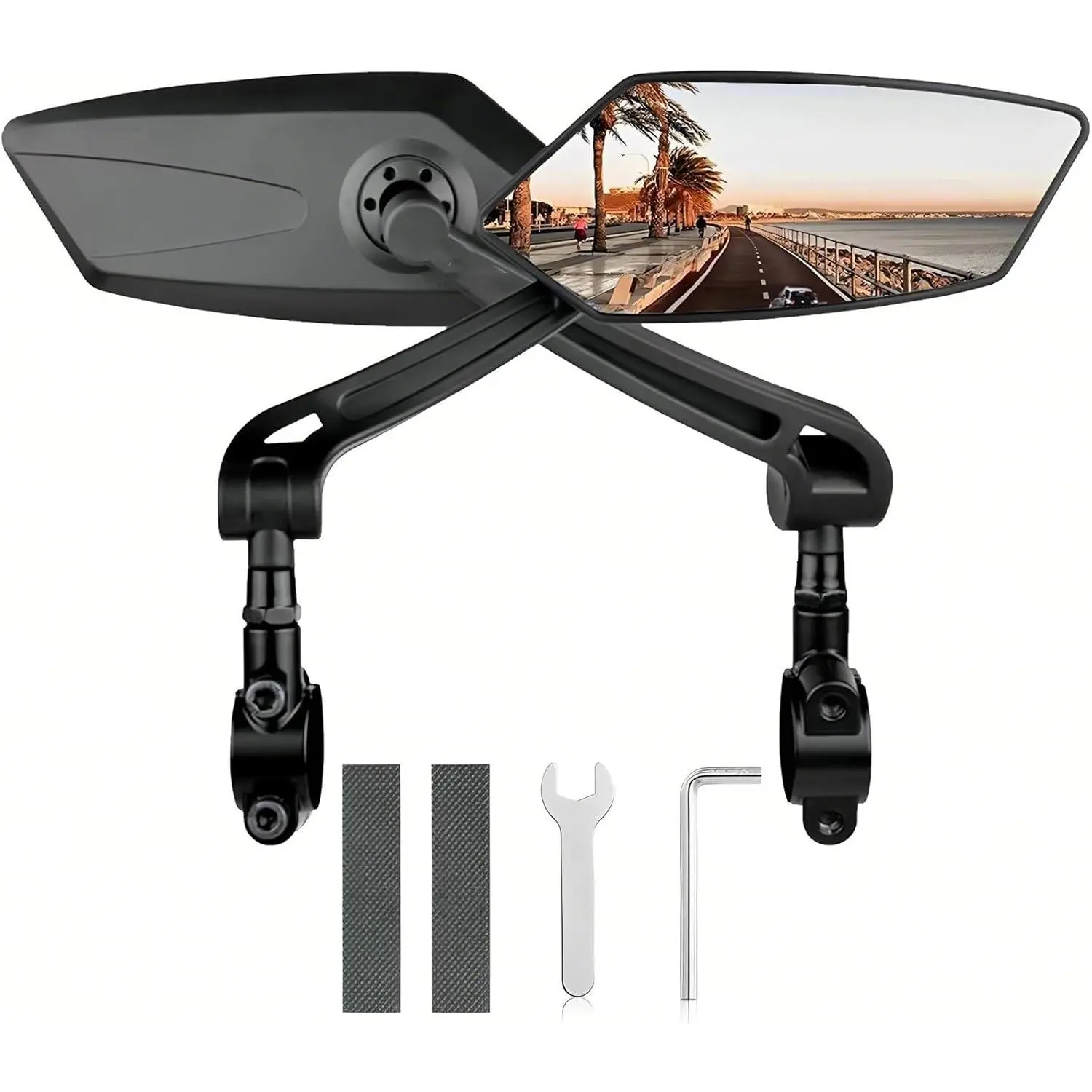 Bike Mirrors 2-Pack with Rugged Aluminum Alloy Clamp & HD Scratch-Resistant Glass, 360° Rotatable Universal Mount for E-Bikes, Scooters & Motorcycles, Outdoor Cycling Accessories, 360° Rotate, Abs Shell, Easy Clean, Road Biking