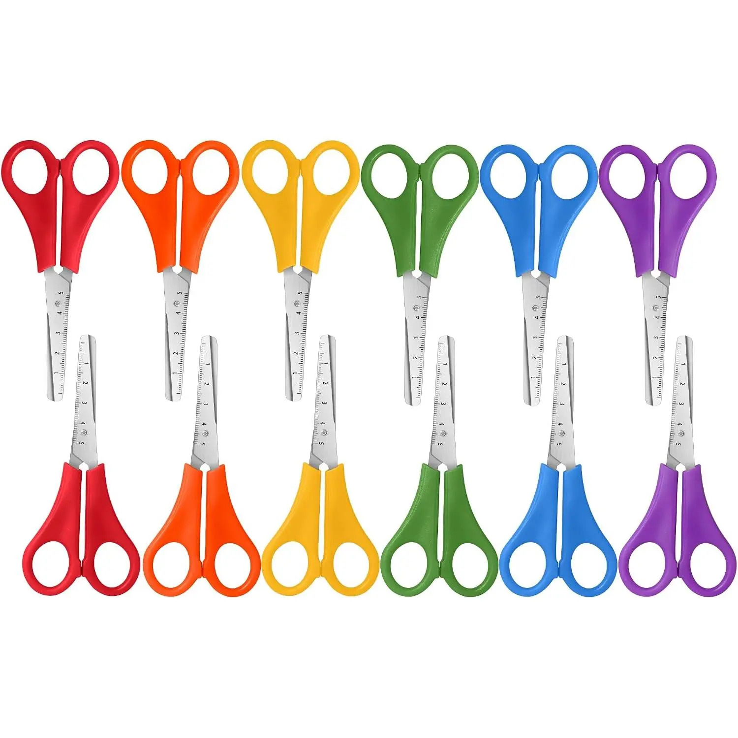 12-Pack Stainless Steel Safety Scissors with 5" Blunt Safety Tip, Small Size Compact Office Cutting Supplies for School Students, Crafting Projects