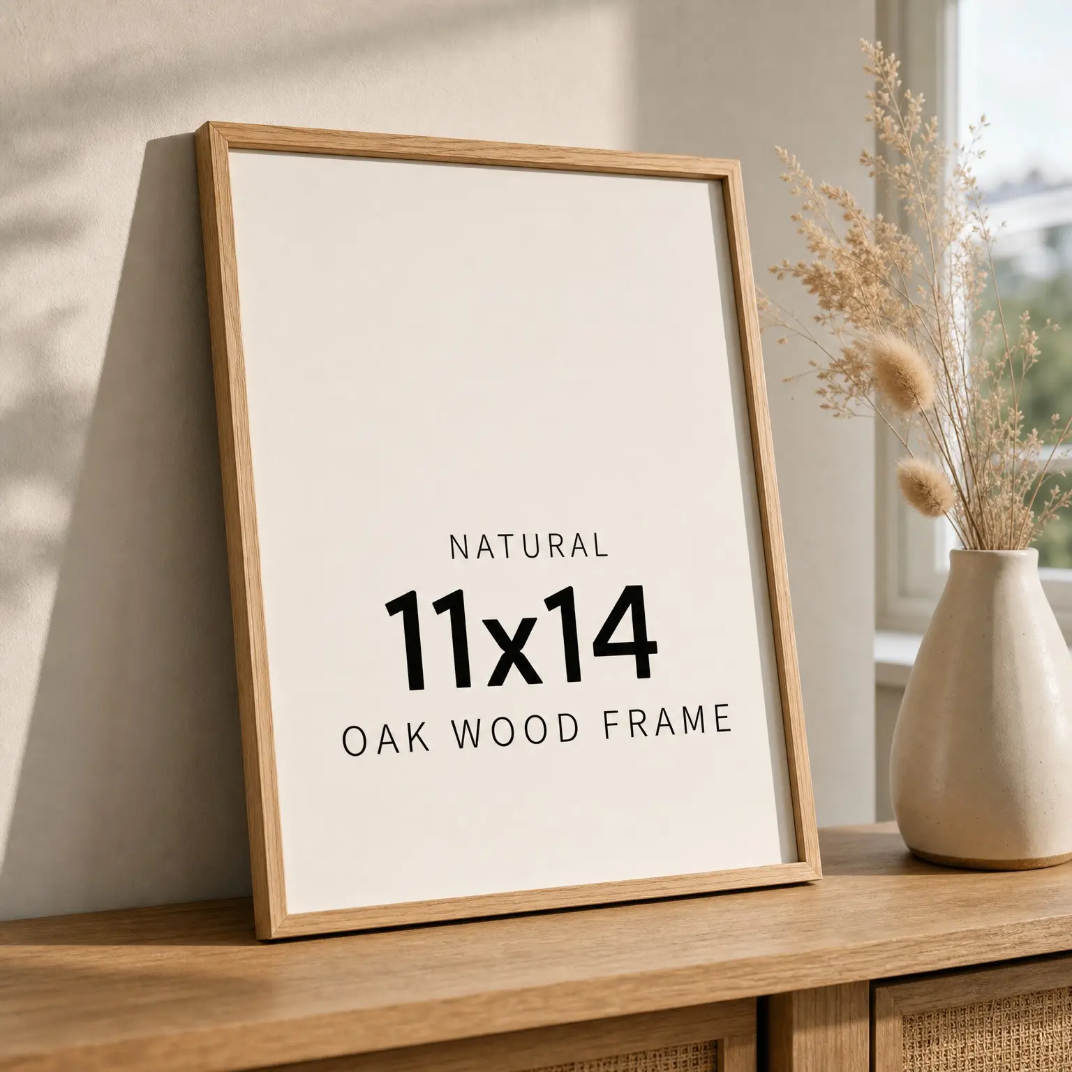 11x14 Solid Oak Wood Picture Frame, Natural Oak, 1 Pack - Minimalist Oak Frame for 8x10 with Mat or 11x14 Without, Wall Display for Photos, Art Prints, Gallery WallsGift