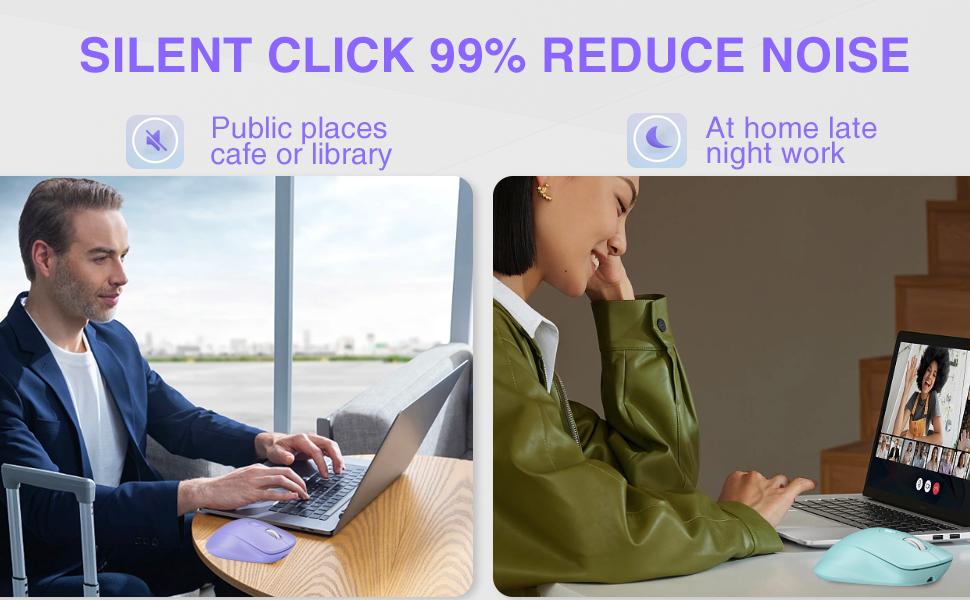 SM66 White Silent Wireless Mouse, Dual Mode(BT/2.4G) Computer Mouse for Laptop/PC/Mac