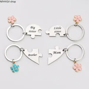 4Pcs Family Puzzle Matching Keychains, Mom Kids Sibling Bond Key Ring Set, Meaningful Sweet Family Accessory Heartfelt Gift For Mother’s Day Birthday Christmas And Daily Family Surprise Presents