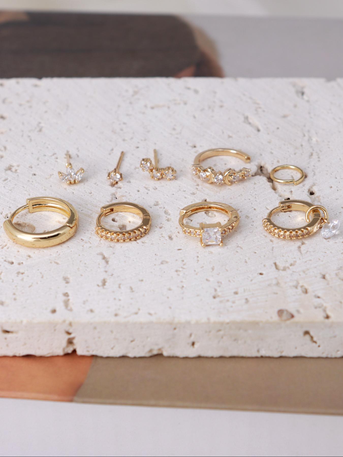 Star & Moon Design Earrings Set, Earring Stack, Fashionable Earrings for Women & Girls, Casual Jewelry for Party, Daily Clothing Decor, Trendy All-match & Exquisite Jewelry for Gift, Earring Stacking Set