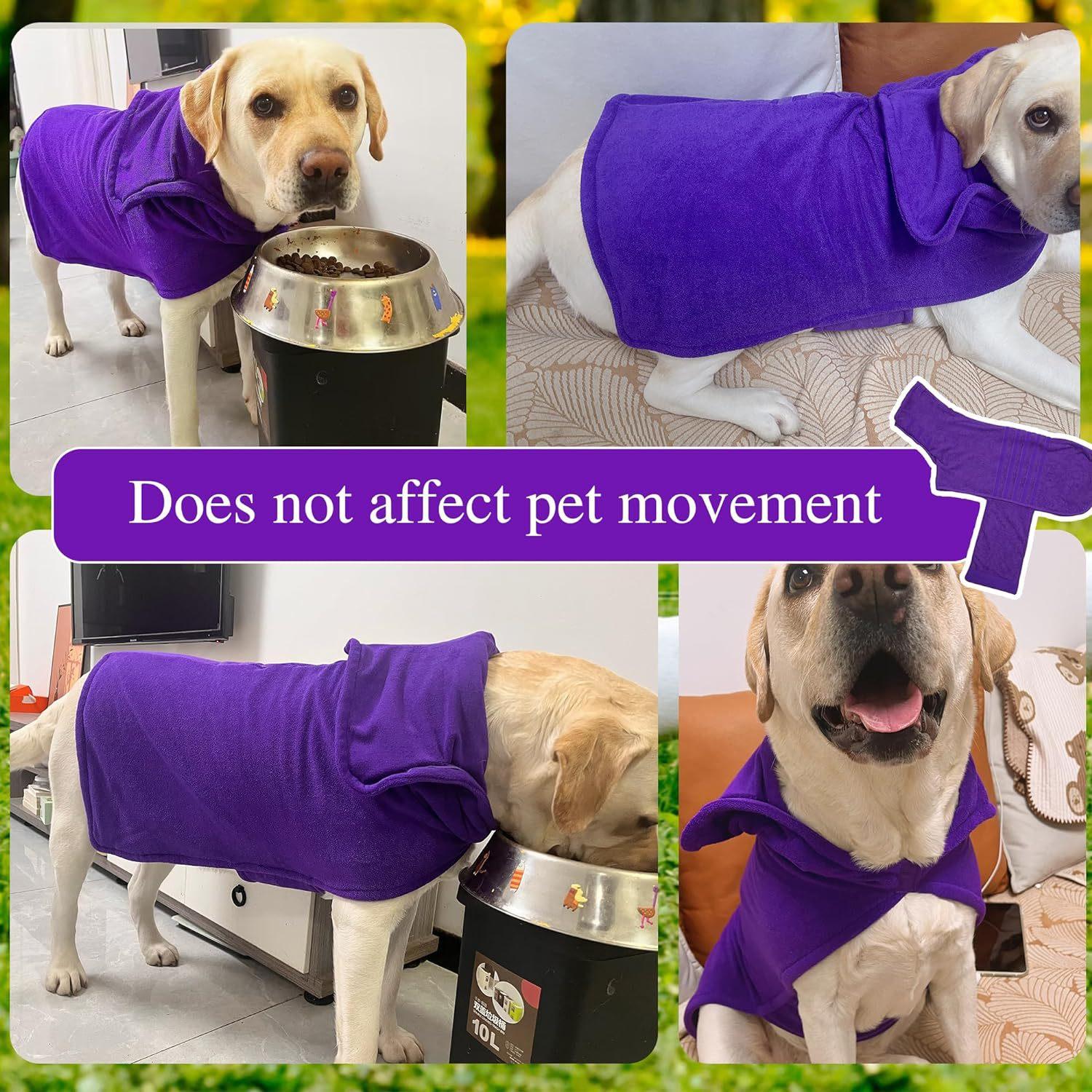 Dog Bathrobe Towel, Super Absorbent Microfiber Pet Drying Robe with Pocket & Adjustable Strap, Fast Drying Dog Bath Towel Wrap for Large Medium Small Dogs