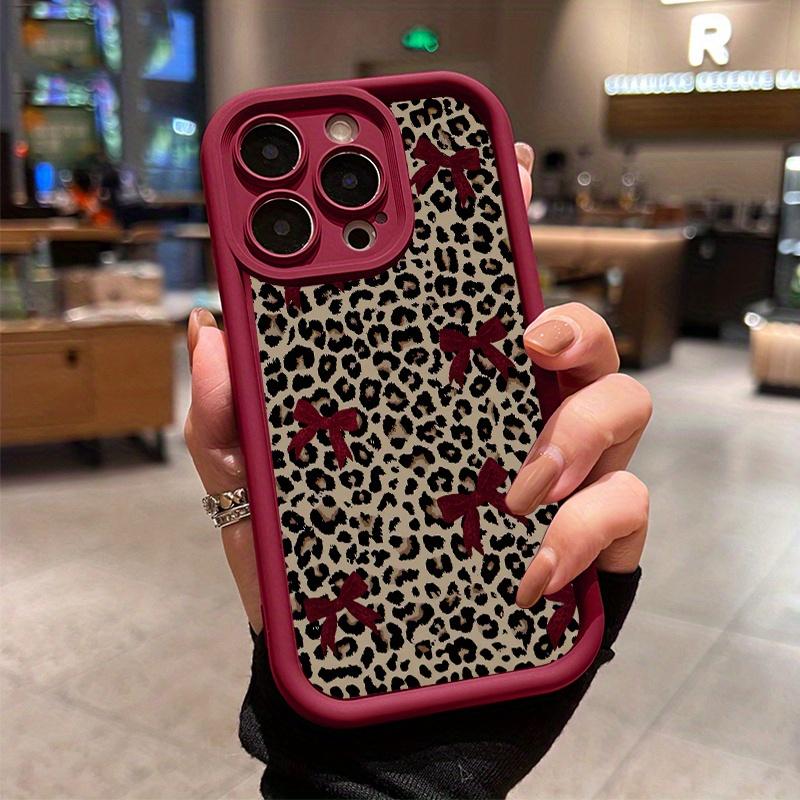 [Red Bow Phone Case] Leopard Print Red Bow  Anti-Drop Soft Case, Minimalist High-End Air Cushion Suitable for iPhone 17 E Air Pro ProMax iPhone16 15 14 Plus 13 12 Mini 11 X XS XR,  Couple'S  New Style, Anti-Drop, Matte, Unisex, Full Coverage, Soft Case