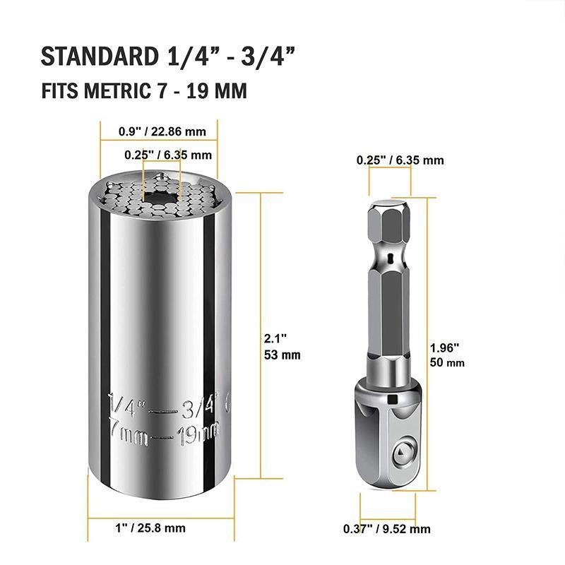 Super Universal Socket Tool, 1 Count Socket Set with Power Drill Adapter, Cool Stuff Gadgets for Men Women Birthday Gift for Dad Fathers Husband