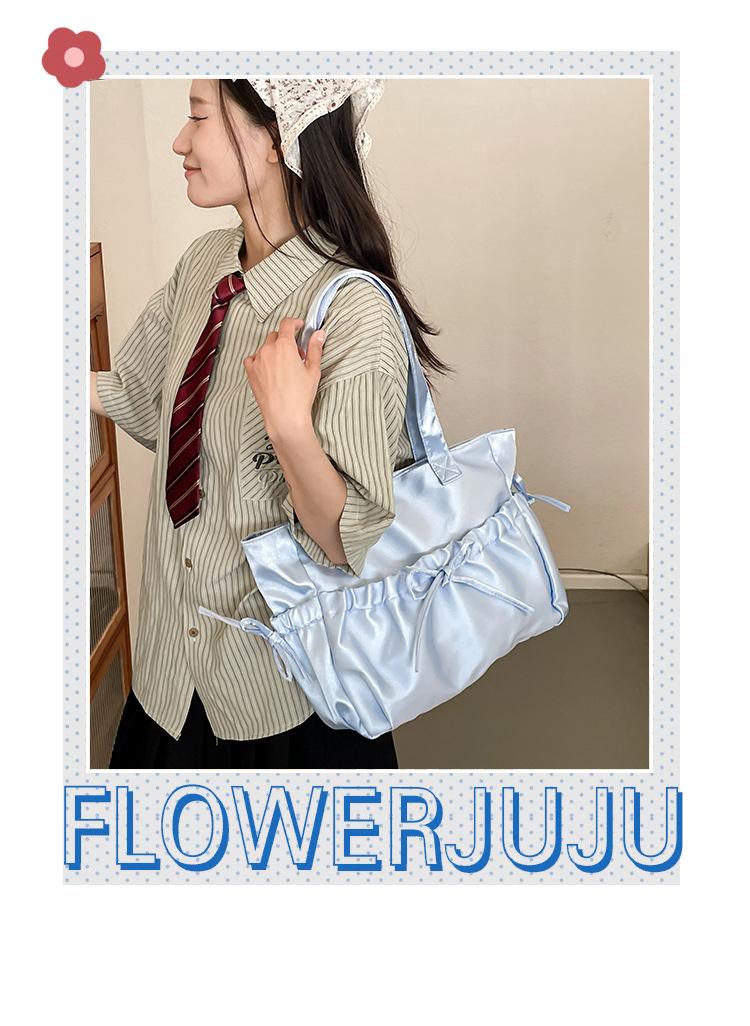 Sweet Ballet Style Girl Tote Ruched Bow Chic Student Preppy Style Shoulder Bag Large Capacity Cute Elegant Handbag