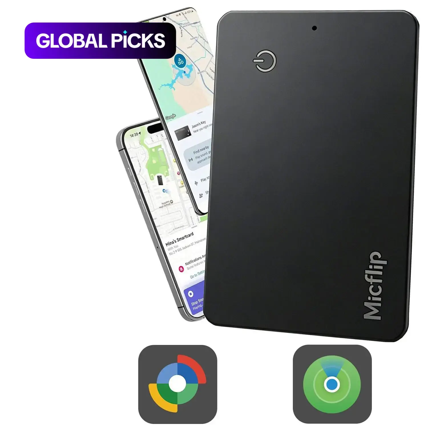 Wallet Tracker Card, Thin Finder, Love&track, IP68 Waterproof Design, 3-Year Battery, for iOS & Android, Item Locator for Luggage, Passport, Phone, Tracking, Anti Lost