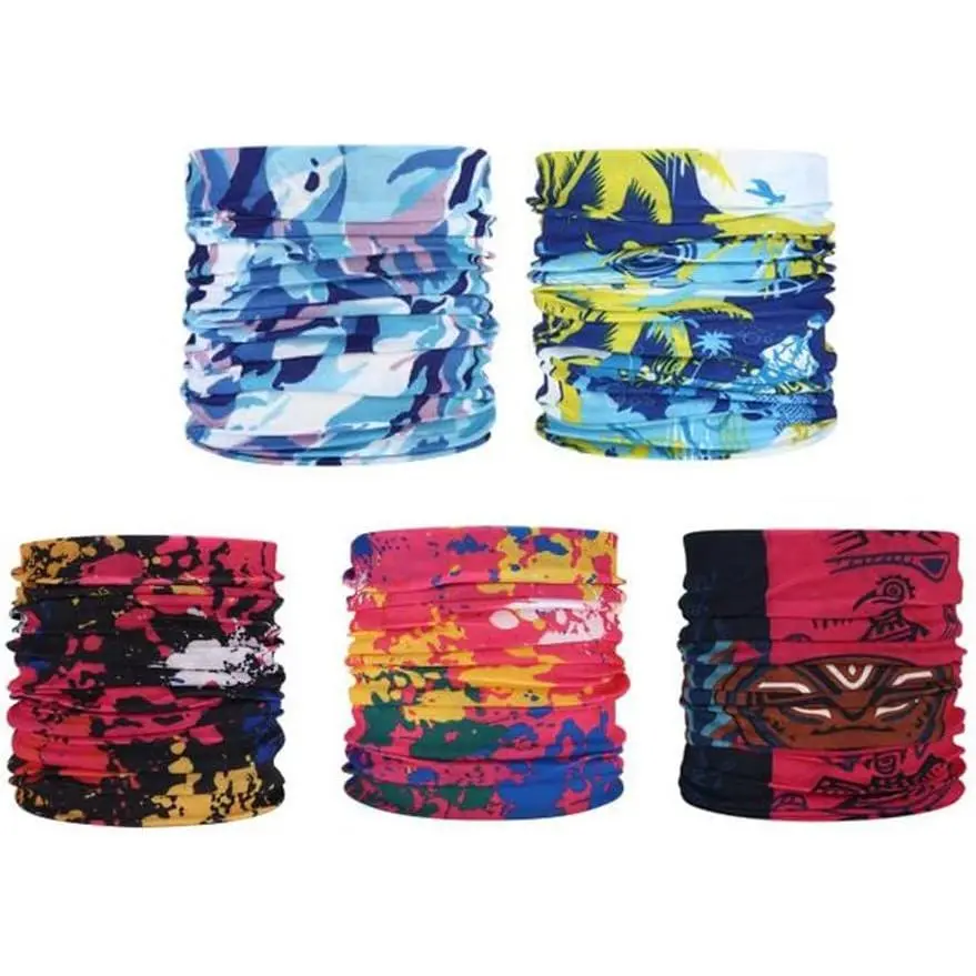 5 count Outdoor Magic Headband  Mask  Wrap for Men Women, Elastic Seamless Bandana Headwear  Scarf for  Gaiter Yoga Hiking UV Resistence