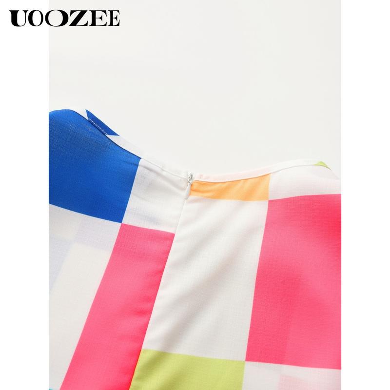 UOOZEE Women's Loose Sleeveless Plaid Jumpsuit Dressy Linen Romper Cotton Blend Overalls for Everyday Wear Chic Lightweight Colorful Fit