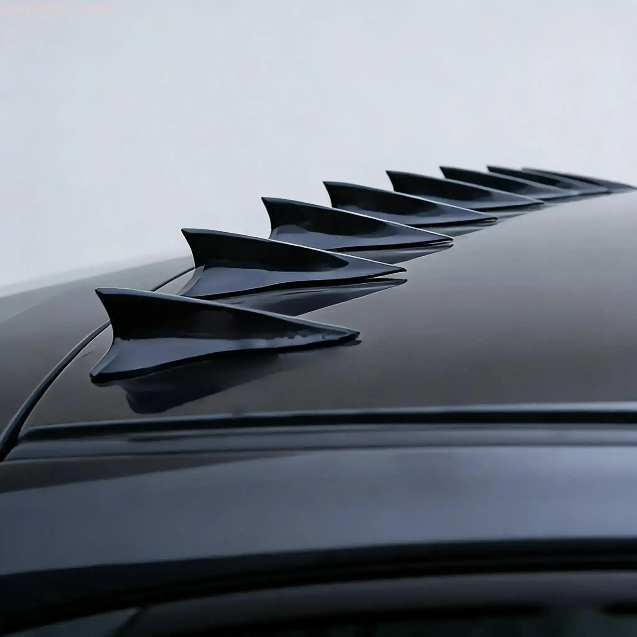 Glossy Black Shark Fin Vortex Generators for Cars, Universal Roof Decorative Fins with Sport Racing Style Design, Auto Exterior Accessories for Sedan, Coupe & Vehicle Styling
