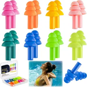 8Pairs  Ear Plugs for Swimming Sleeping, , Work, Concerts,8 Colors  Noise Cancelling EarPlugs with 3-Layer Seal Design (8 Colors)