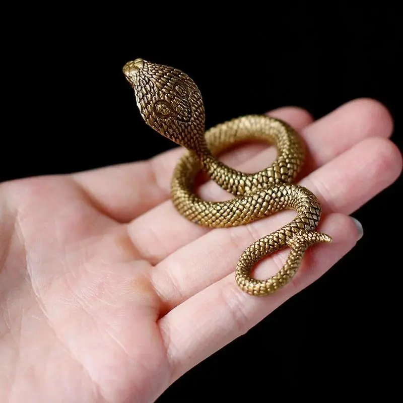 New Vintage Metal Copper Snake Ornament - Small 65*40*45mm Animal Miniature Figurine, Decorative Tea Pet Home Accessory for Party Bags & Gifts