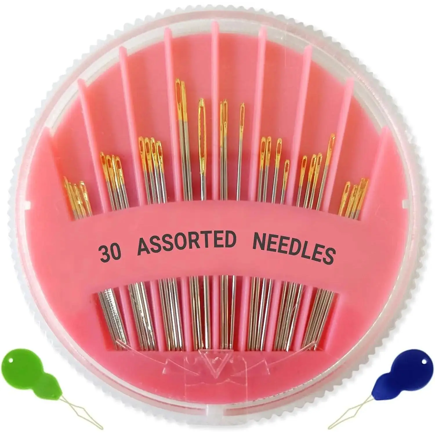 Pack of 30 - Premium Hand Sewing Needles, Assorted Sizes, Large Eye Stitching Needles for Sewing, Repair & Embroidery