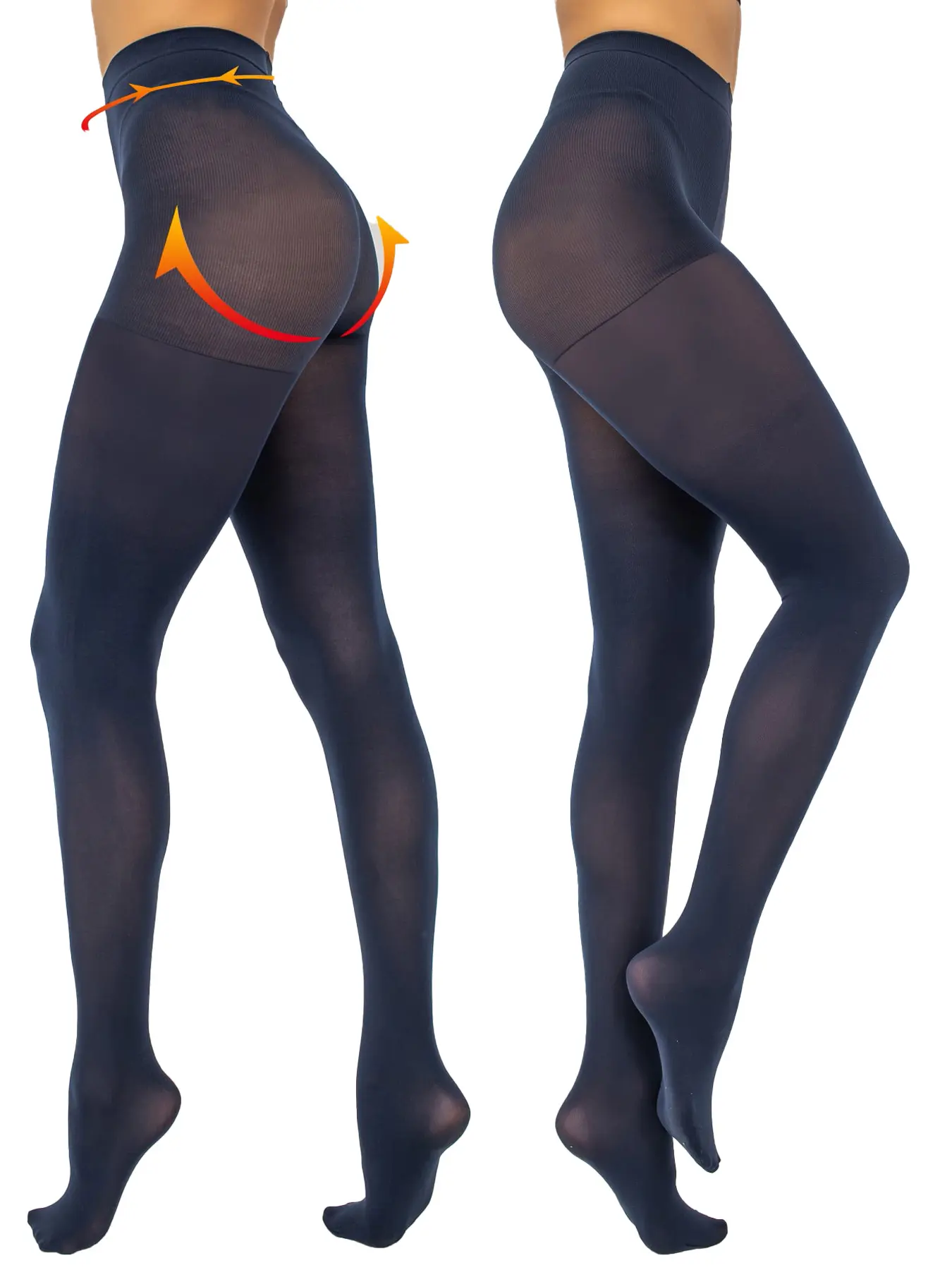 Women's Elegant High-Waisted Shapewear Leggings, 120D Velvet Lining, Soft Opaque Tight Fit, Business, Sexy & Formal Style, 5 Colors Available