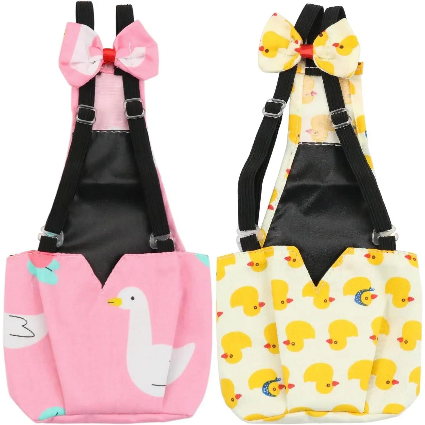 2pcs Adjustable Waterproof Reusable Cloth Diapers, Wearable Poultry Diaper for Farm Pet Goose Duck Chicken, Sliding Version, Yellow + Pink, S(0.55-1.68pounds), 2 Count
