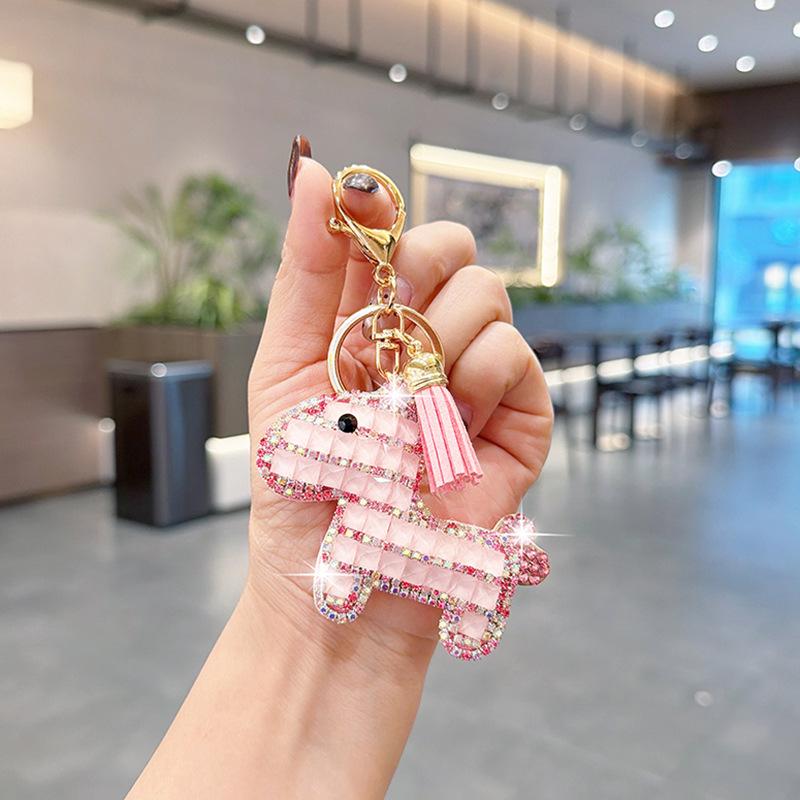 Bling Bling Pony Keychain with Tassel, Creative Rhinestone Horse Car Key Ring, Fashion Cute Cartoon Bag Charm Accessory Bling Bling Pony Keychain with Tassel, Creative Rhinestone Horse Car Key Ring, Fashion Cute Cartoon Bag Charm Accessory