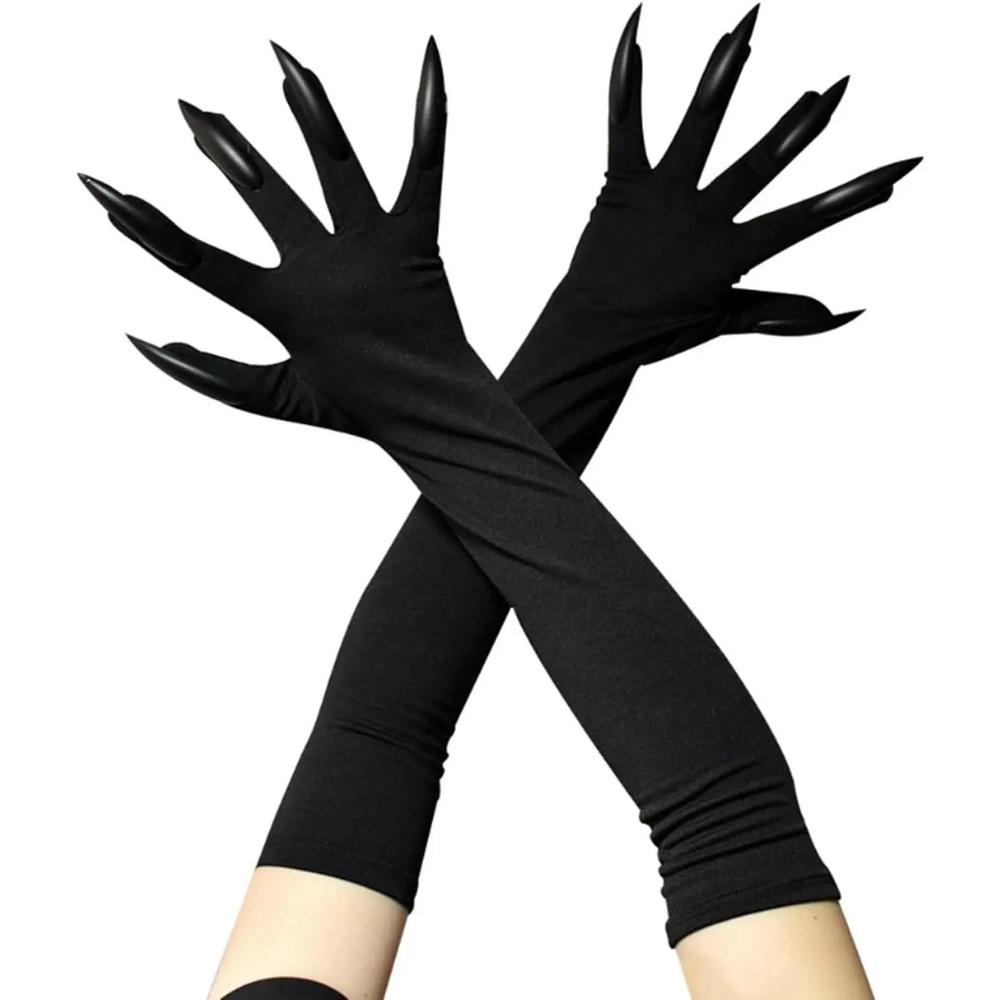 Halloween Costume Paw Gloves Witch Claw Gloves Long Gloves with Fingernails for Halloween Party Decoration Supplies
