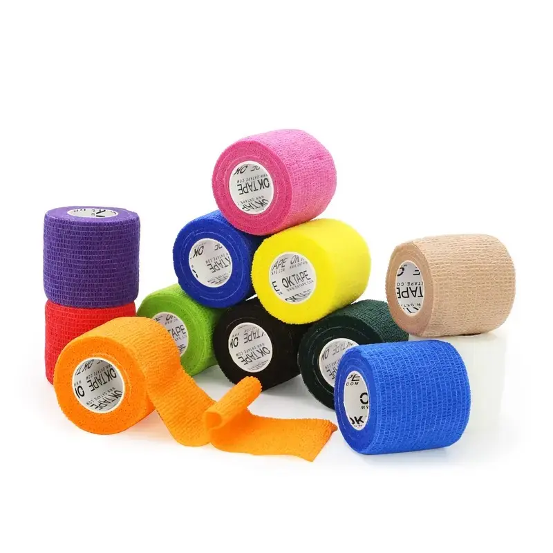 Self Adherent Bandages Wrap 12Packs, 2" x 5 Yards, Non-Woven Self Adhesive for Thumb Finger Wrist Ankle, Vet Wrap Bandages Tape Mixed&Solid Colors Tennis Grip, Boxing Wrap