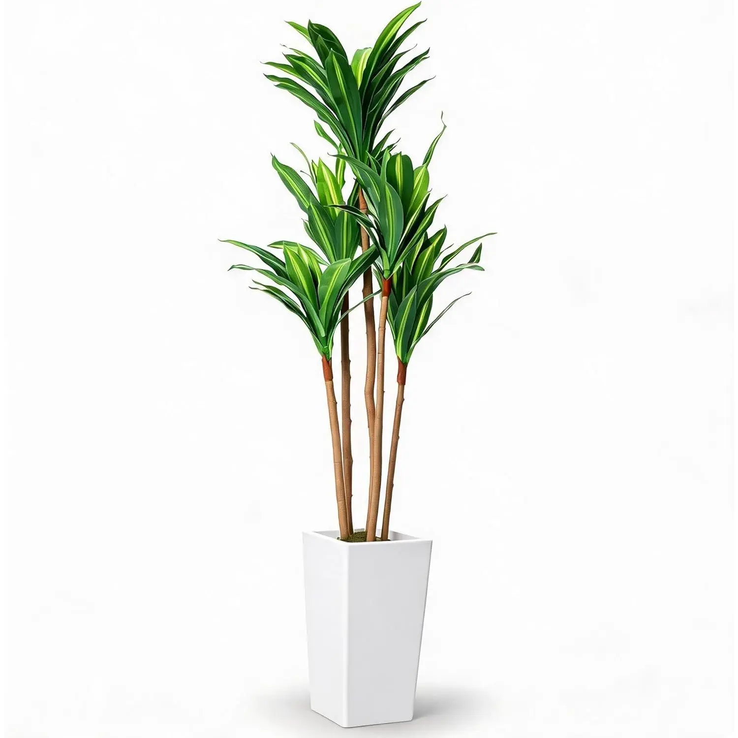 4.82 ft Faux Brazilian Wood Tree – Artificial Areca Palm with Wooden Pole & Pot, Tropical House Plant for Living Room, Porch, Entryway & Office Decor