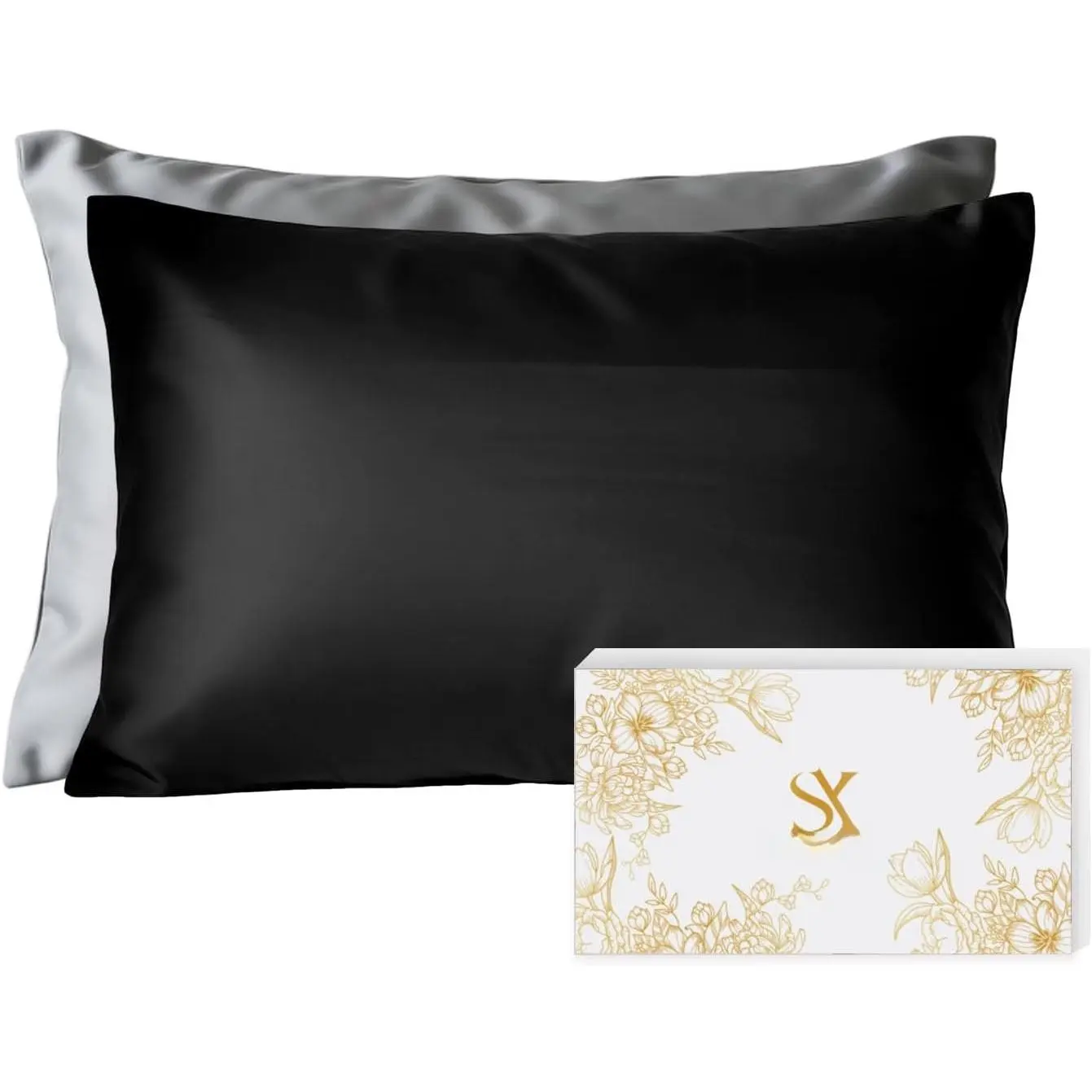 Mulberry Silk Pillowcase for Hair and , Luxury Double Sided Pure Silk Pillowcase, 29x19 Inches, 1 count (Black)