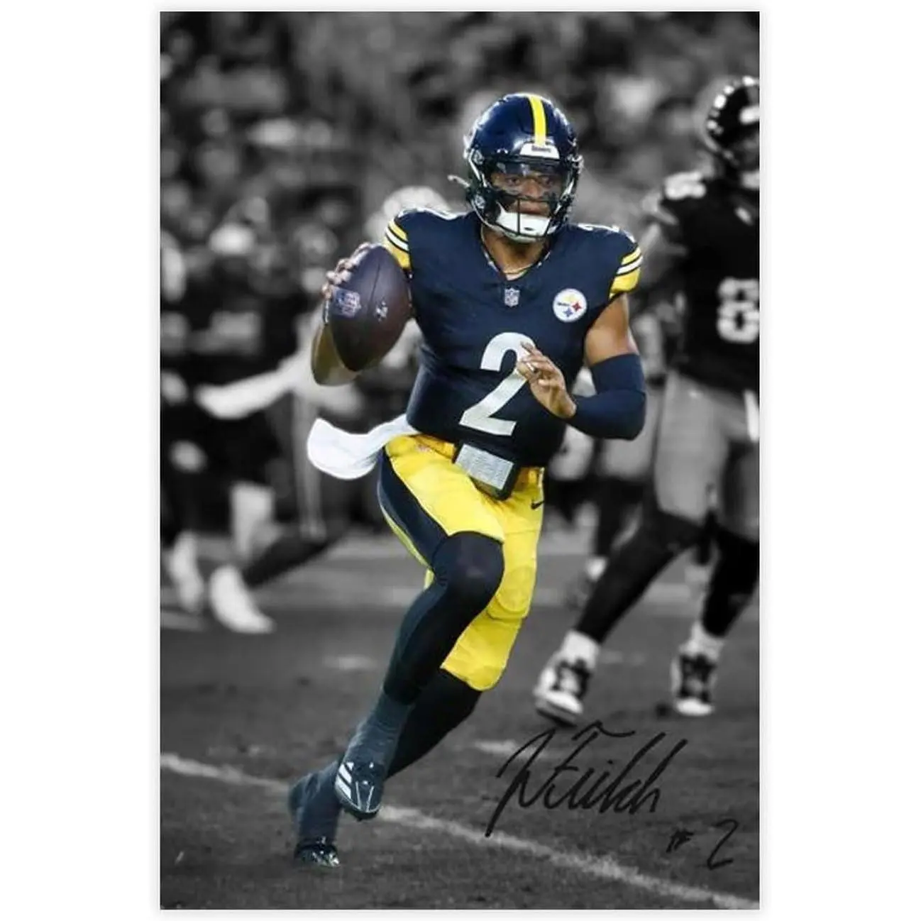 Justin Fields Steelers Signed Canvas Poster Wall Art for Home Bedroom Office Dorm Room Decor Gift
